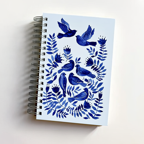 Watercolor Bird & Floral B5 Diary – 250 Pages, Hard Cover, 120gsm, Metal Spiral