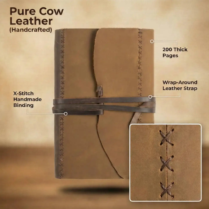 Handcrafted Leather Journal – B5, 200 Pages, 80 GSM, Two-Tone Cocoa ...