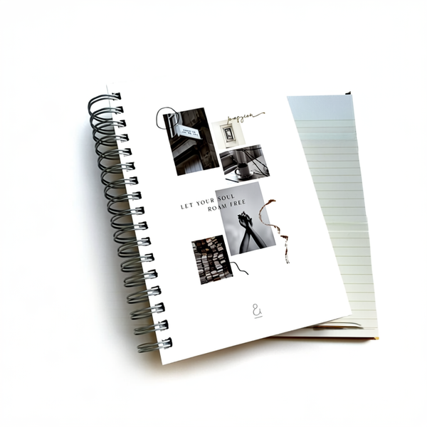 Minimalist Inspirational Collage B5 Diary – 250 Pages, Hard Cover, 120gsm, Metal Spiral