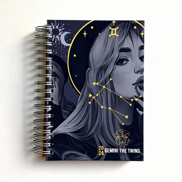 Gemini Zodiac Dramatic B5 Diary – 250 Pages, Hard Cover, 120gsm, Metal Spiral